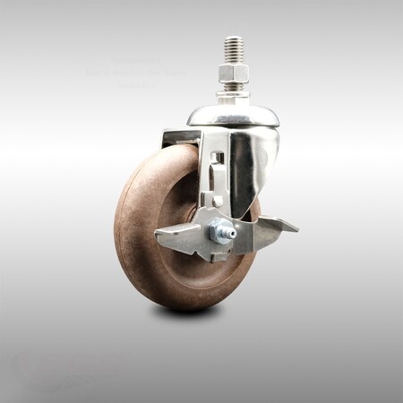 Service Caster 4 Inch 316SS High Temp Glass Filled Nylon 1/2 Inch Threaded Stem Caster with Brake SCC-SS316TS20S414-GFNSHT-TLB-121315